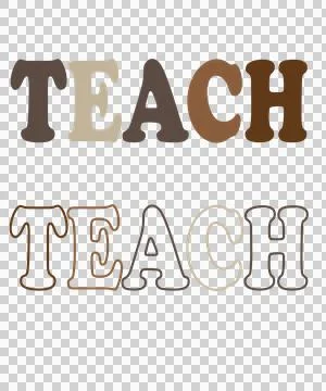 Teacher Bold And Outline Text Words letters typography Stock Illustration