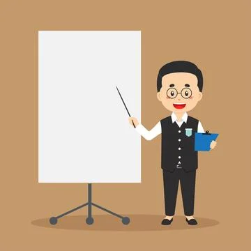 Teacher Character with Blank Board Stock Illustration
