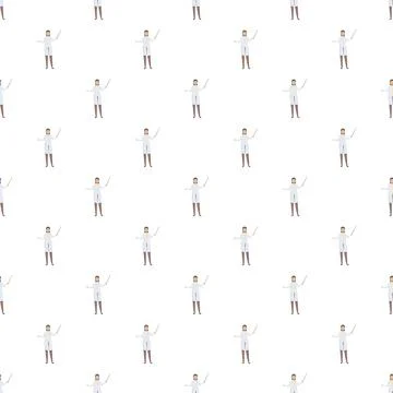 Teacher character explaining lesson with pointer seamless pattern Stock Illustration