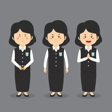 Teacher Character with Various Expression Stock Illustration