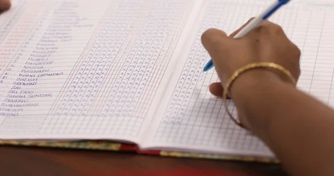 Teacher Checking Attendance Register In School Class Stock Footage 109203511