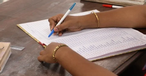 Teacher Checking Attendance Register In School Class Stock Footage 109203657