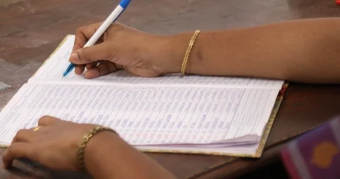 Teacher Checking Attendance Register In School Class Stock Footage 109204445