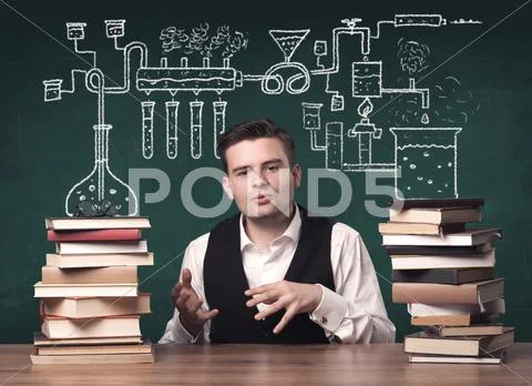 Teacher at chemistry class Stock Photos