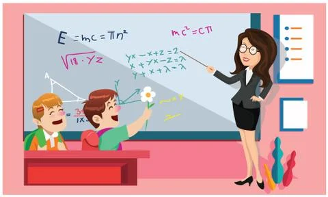 Teacher is in the class room with students Stock Illustration