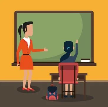 Teacher in classroom cartoon Illustrazione stock