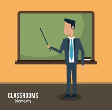 Teacher in classroom cartoon Illustrazione stock