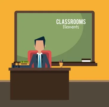 Teacher in classroom cartoon Stock Illustration