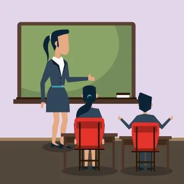 Teacher in classroom cartoon Stock Illustration