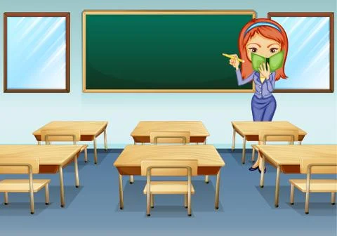 A teacher in the classroom Stock Illustration