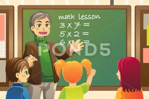 Teacher in classroom Stock Illustration