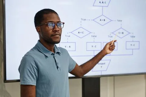 Teacher in Coding Class Stock Photos
