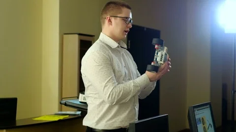 Teacher with computer takes a math class 4k Stock Footage 74422123