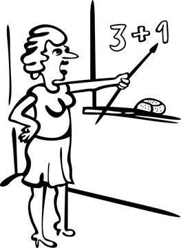 The teacher conducts math lessons in the classroom Stock Illustration