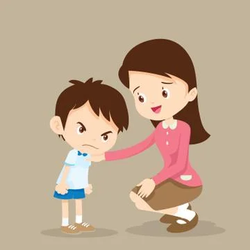 Teacher consoling angry boy. Stock Illustration