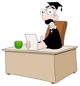 Teacher at desk Stock Illustration