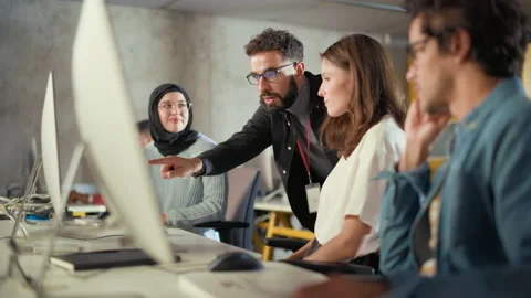 Teacher with Diverse Students Computer Science IT Class Stock Footage 163977251