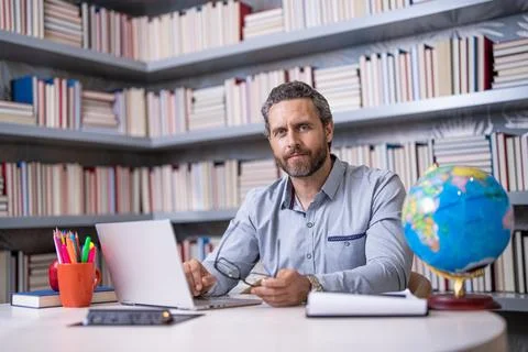 Teacher do remote education with virtual classes. remote school education Stock Photos