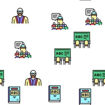 Teacher Education Vector Seamless Pattern Illustrazione stock