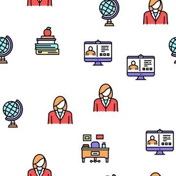 Teacher Education Vector Seamless Pattern Illustrazione stock