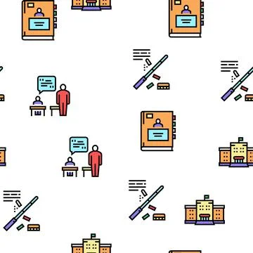 Teacher Education Vector Seamless Pattern Illustrazione stock