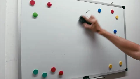 Teacher Erasing The Text On The Board To Start The Lesson Stock Footage 314857401