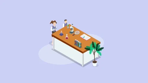 Teacher explaining chemical liquid to students 库存影片 162711316