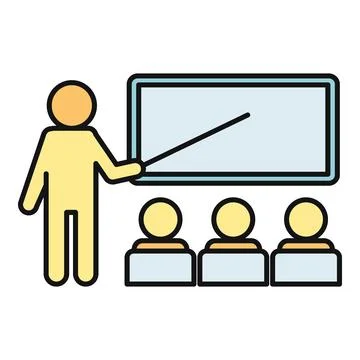 Teacher explaining concept on whiteboard to students Stock Illustration