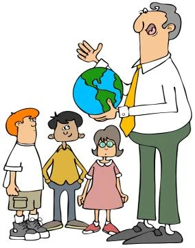 Teacher explaining the earth to students Stock Illustration