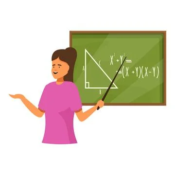 Teacher is explaining the pythagorean theorem on a blackboard Stock Illustration