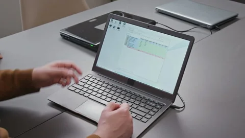 Teacher Explaining Spreadsheets in Computer Literacy Class Stock Footage 333705514