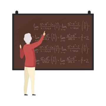 Teacher explains algebra on the blackboard vector illustration Stock Illustration