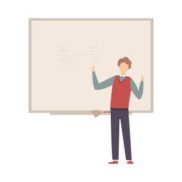 Teacher explains equation on blackboard vector illustration Stock Illustration