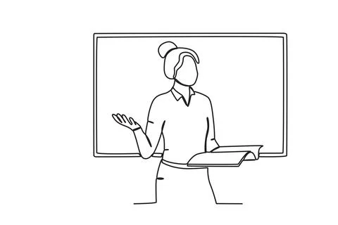 A teacher explains the lesson Stock Illustration