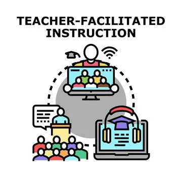 Teacher facilitating instruction in various learning environments Stock Illustration