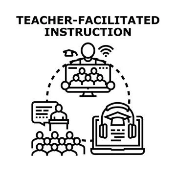 Teacher facilitating instruction in various learning environments Stock Illustration