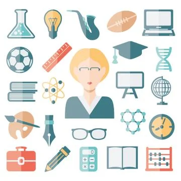 Teacher flat icons Stock Illustration