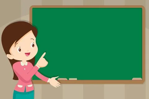 Teacher in front of chalkboard with copy space for your text Stock Illustration