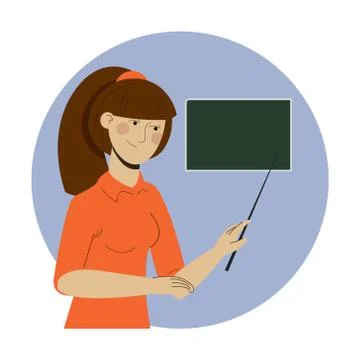 Teacher in front of chalkboard with copy space for your text Stock Illustration