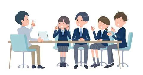 Teacher giving lessons to students, fun atmosphere Stock Illustration