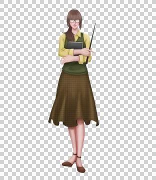The teacher goes to the lesson with a pointer and a school magazine Stock Illustration