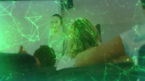 Teacher grabbing pointer and initiating lesson in classroom with rotating globe Video stock 316185083