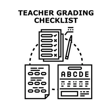 Teacher grading checklist for student assessment and examination Stock Illustration
