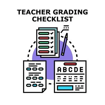 Teacher grading checklist for student assessment and examination Stock Illustration