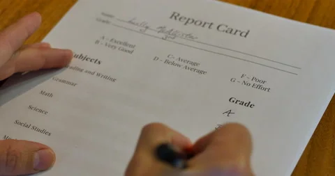 Teacher Grading Report Card Stock Footage 232787850