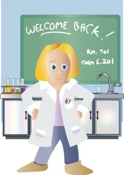 Teacher greeting students Stock Illustration