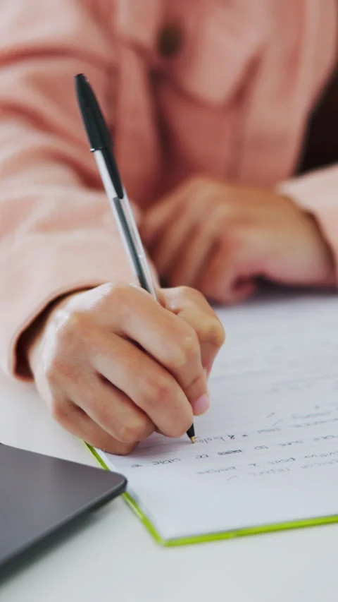 Teacher, hands and grading in office for writing, school and university test or Stock Footage 340451039