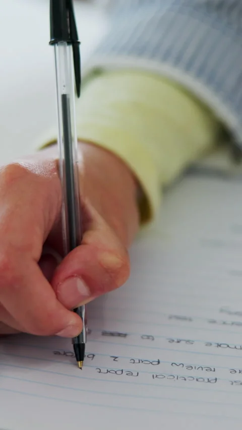 Teacher, hands and marking in office for exam, school and university test or Stock Footage 340450917