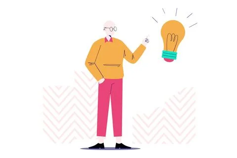 Teacher Having a Bright Idea or Solution Illustration Stock Illustration