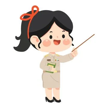 Teacher holding book and pointer stick teaching lesson Stock Illustration